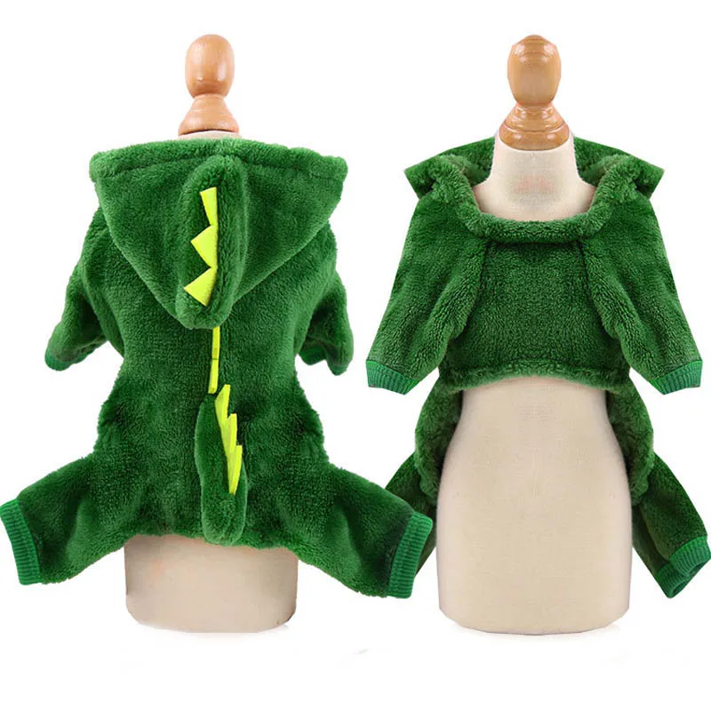 XS-2XL мягкий, флисовый, для собаки, одежда для маленьких детей, комбинезон с капюшоном, одежда для щенков, Одежда для питомцев, зимняя одежда для йоркширов, теплая одежда для собак - Цвет: Зеленый