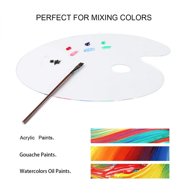 Clear Plastic Paint Palettes 11x14 Inches Size 2 Sets,Oval Art Palette for Acrylic Oil Paints Mixing- Easy Clean