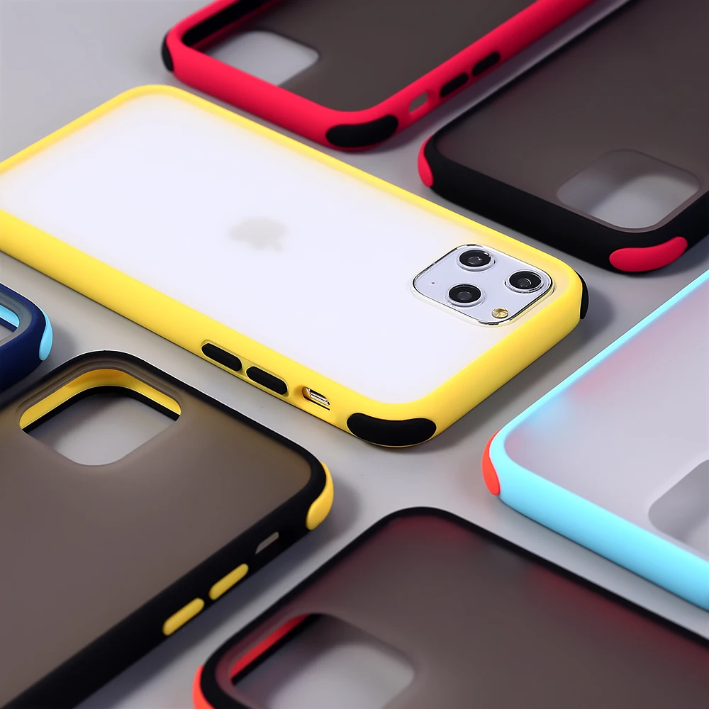 Матовые прозрачные чехлы для iPhone 12 11Pro XR XS Max X 7 8 Plus силиконовый бампер жесткая