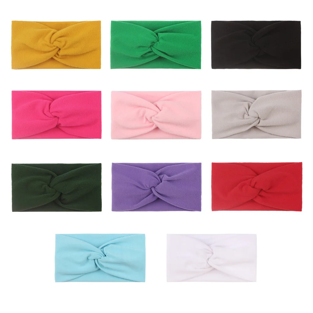 10 Pcs Baby Headband Cross Top Knot Elastic Hair Bands Soft Solid Hairband Kids Girls Hair Accessories Twisted Knotted Headwrap