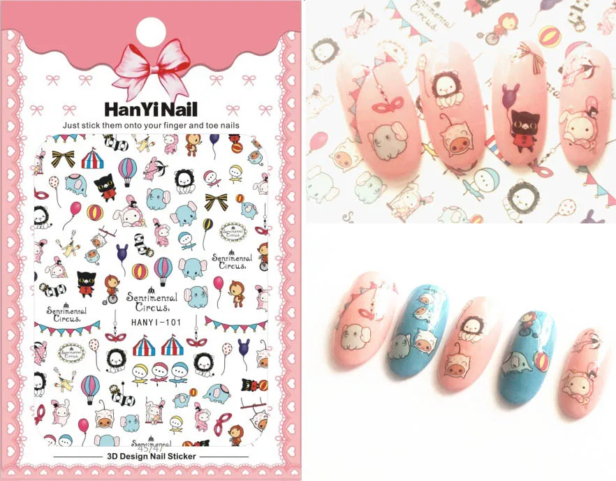 

Cartoon Patterns !Nails Art Manicure Back Glue Decal Decorations Design Nail Sticker For Nails Tips Beauty