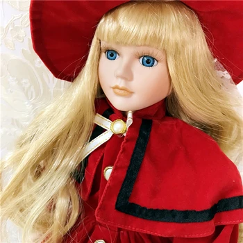 

40cm Porcelain Doll Vintage Lady People Figure with Dress Wand Suit Collectible BJD doll