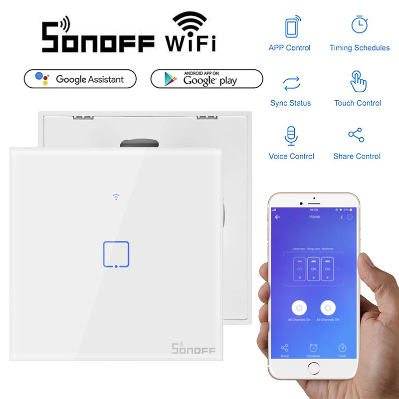 

2019 New 1/2/3 gang SONOFF TX Series T0 WiFi smart switches Divided into WiFi Wall Switches Work with eWelink Google Home Alexa