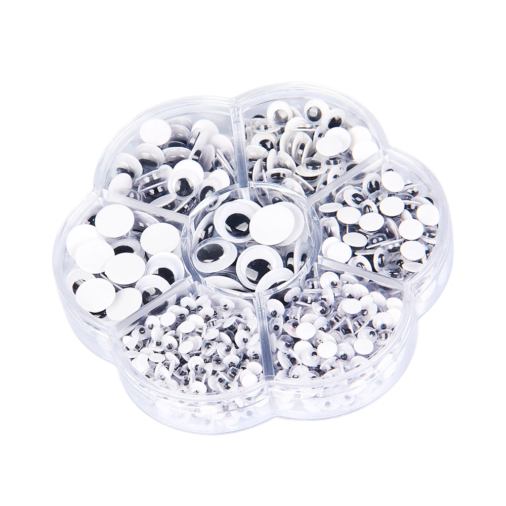700 Pcs/lot Eye Activities Moving Eyeball Plastic Eyes Scrapbook with Adhesive Sticker for Children Doll Toy Handmade DIY