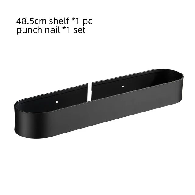 Bathroom Shelf Rack Wall Mounted Shelves Bath Towel Holder Black Shower Storage Basket Kitchen Organizer Bathroom Accessories 48.5cm A1
