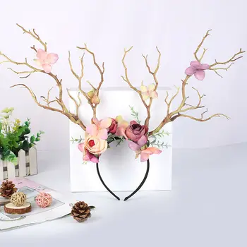 

New Party Decor Ladies Gothic Branch Flower Headband Antler Costume Hairband Party Decorative Props