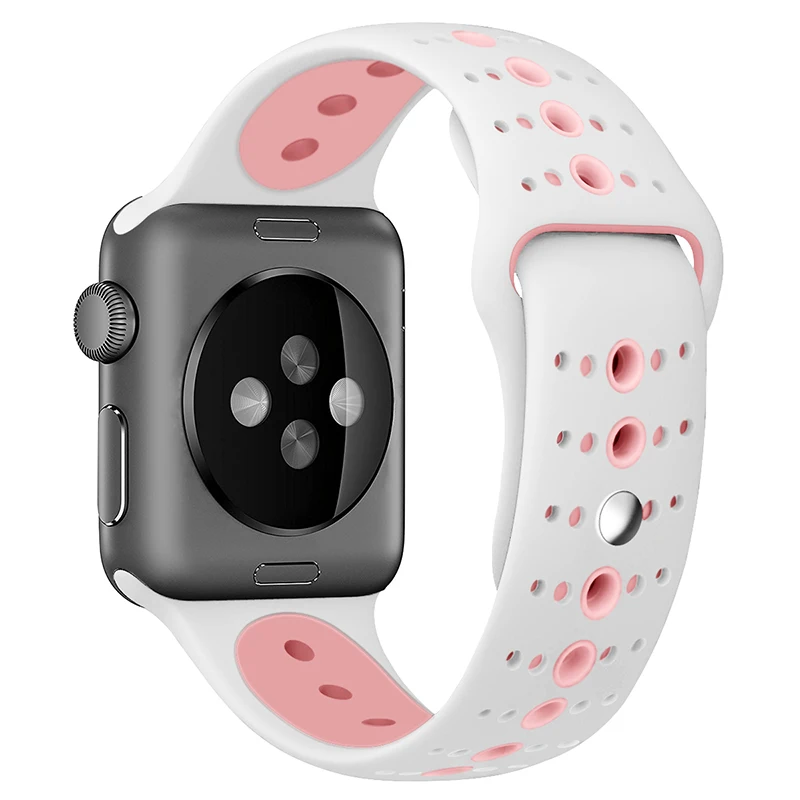 Дышащий силиконовый спортивный ремешок для Apple Watch 5 4 3 2 1 42 мм 38 мм резиновый ремешок для Iwatch 5 4 3 40 мм 44 мм