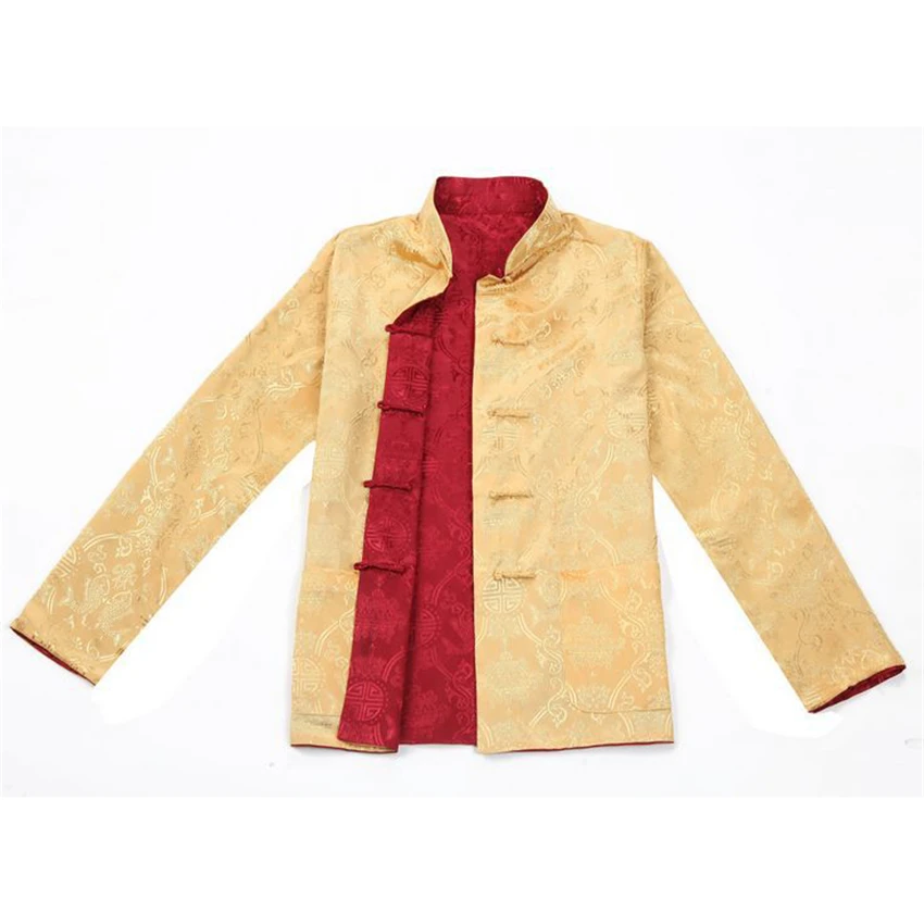 Tang Suit Traditional Chinese Clothing for Men Shirt Jacket Double Wear Collar Cheongsam Top Retro News Year Clothes Kung Fu