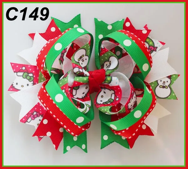 B 15 шт. рождественские банты для волос карамельный тростник бант Санта заколка для волос олень праздник веселая Рождественская бабочка - Цвет: 141024149