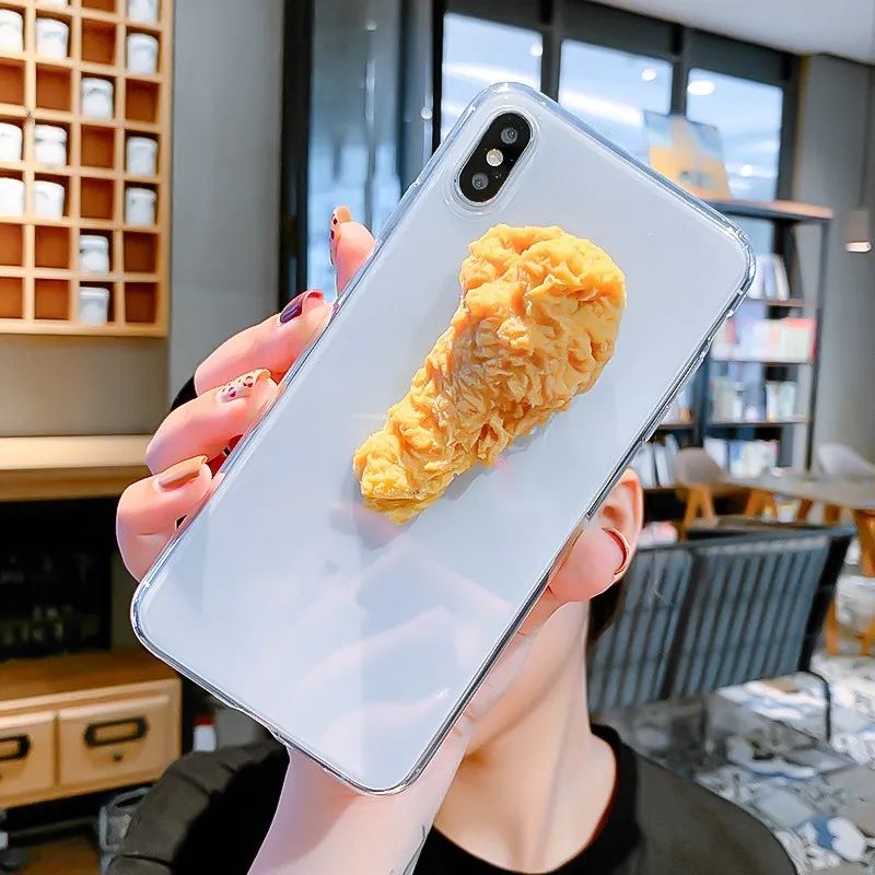 Бренд Aoweziic Tide Прозрачный чехол для телефона iPhone X XS MAX Xr 3D куриные крылья куриные ножки 6s 7plus 8 мягкий - Цвет: A