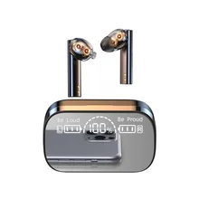 New X5 wireless headset Bluetooth earphone dual moving coil dual in-ear mirror touch belt display universal