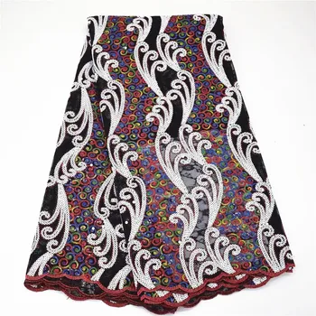 

African organza Lace Fabric High Quality Sequins lace French Tulle Lace Fabric Nigerian Organza Sequins Lace For Party