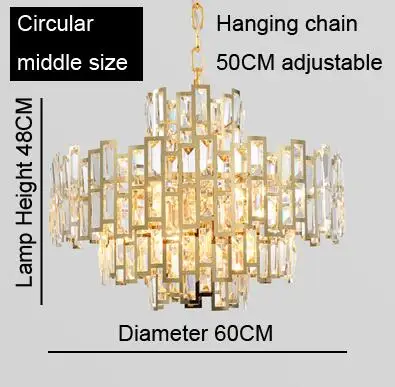 circular middle size Выбор дизайнера Современная Люстра светильник Светодиодный стеклянный кристалл подвесной светильник ледяной ледник Золотой подвесной светильник - Цвет абажура: circular middle size
