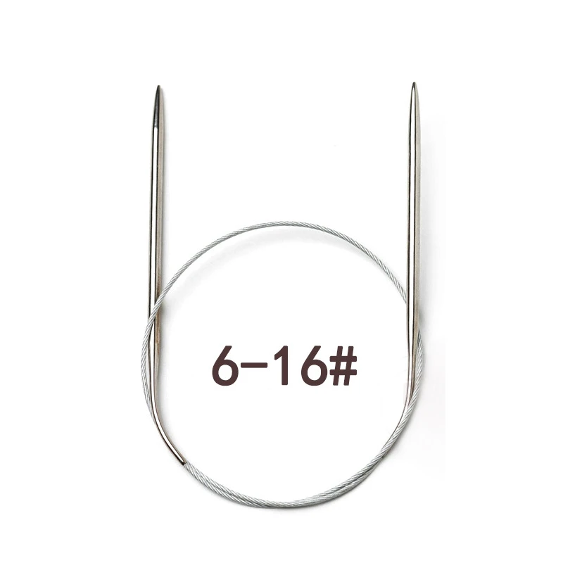 Aguja de tejer para suéter, anillo de acero inoxidable, Kits de costura Circular, herramienta de punto DIY, 43/60/80cm - Imagen 5
