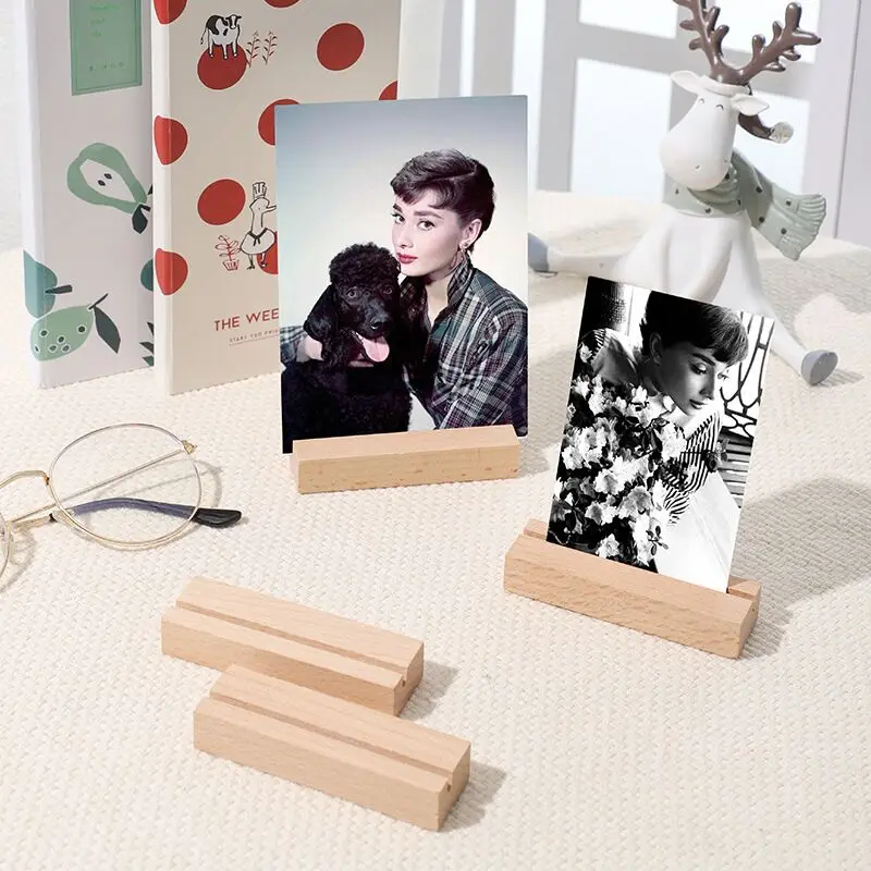 MINKYS Kawaii Wooden Photo Holder Memo Card Postcard Stand Desktop Ornaments Creative School Stationery | Канцтовары для офиса и