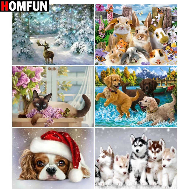 Алмазная 5D картина HOMFUN олень кролик собака кошка вышивка крестиком полное
