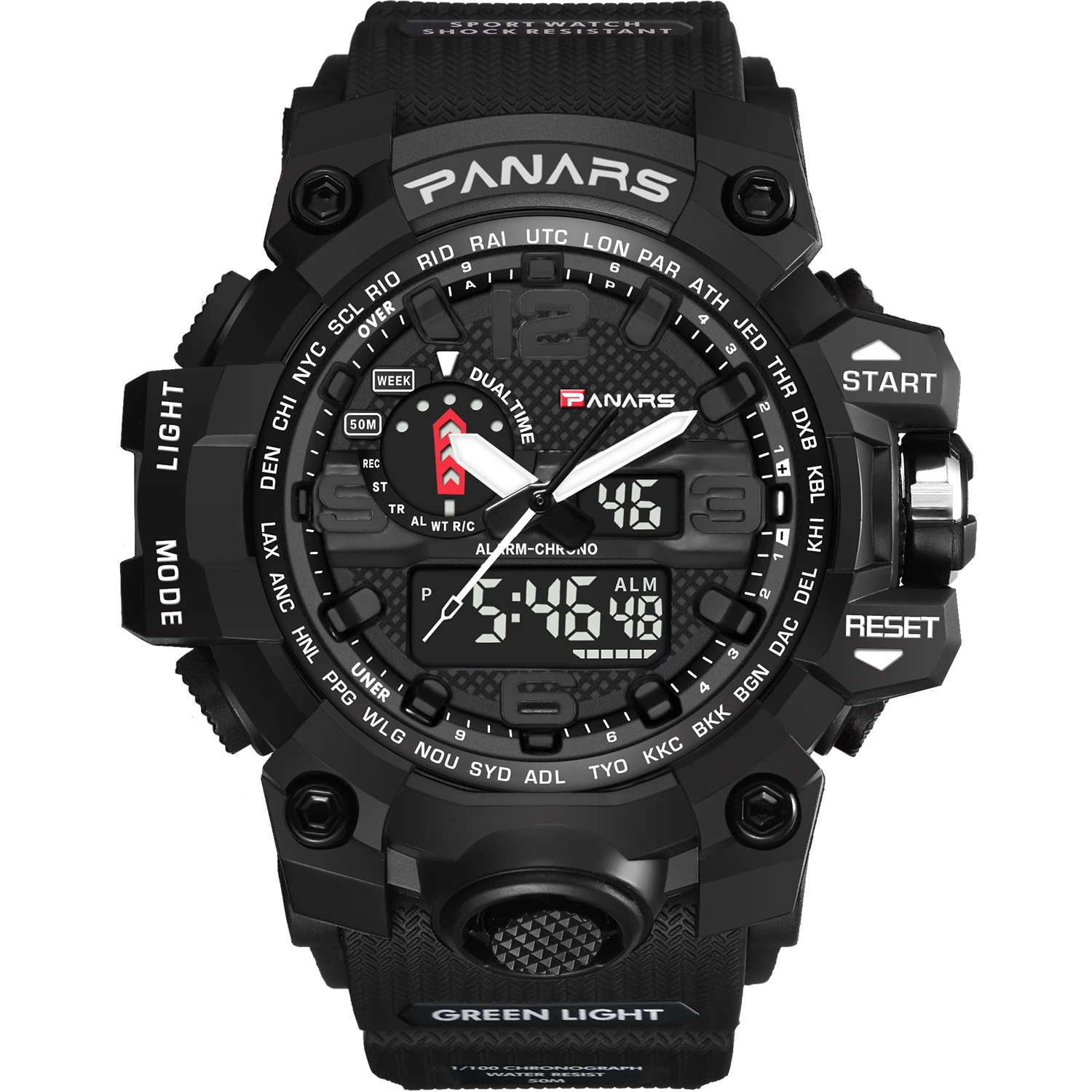 Men Military Watch 50m Waterproof Wristwatch LED Quartz Clock Sport Watch Male relogios masculino Sport S Shock Watch Men - Цвет: black