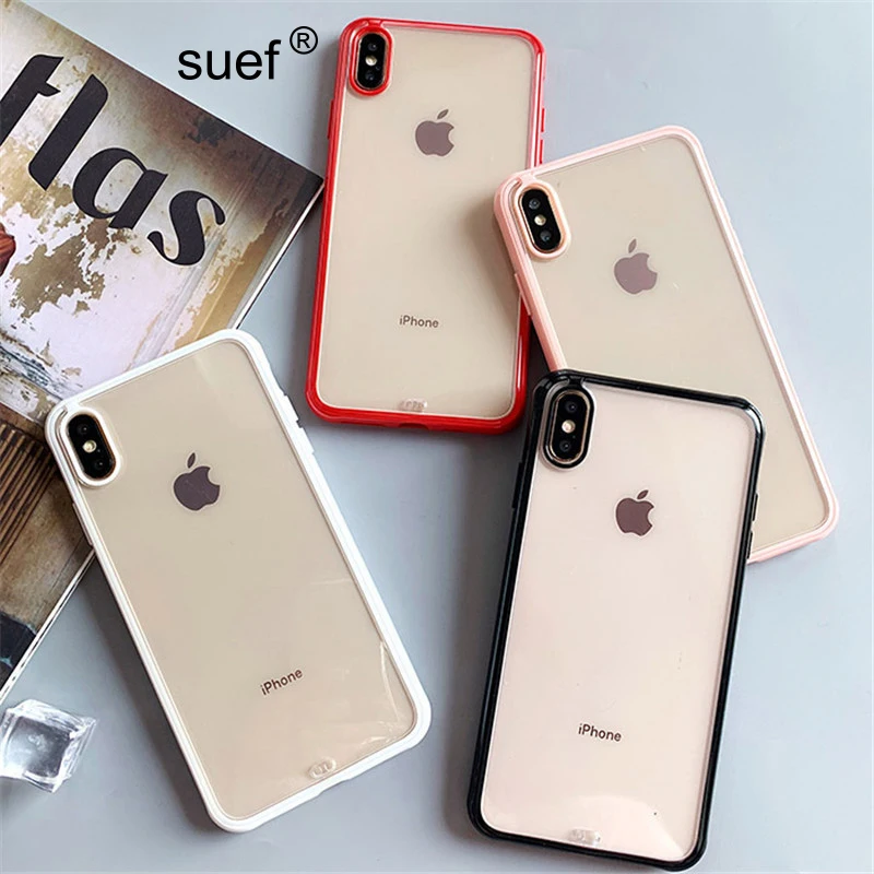 Противоударный бампер прозрачный силиконовый чехол для телефона iPhone 11 2019 X XS XR Max 8