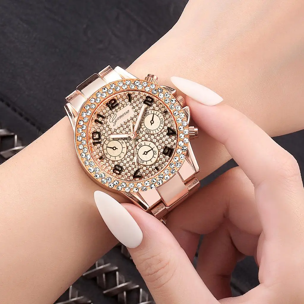 Женева 2020 классические роскошные стразы часы женские модные Reloj Mujer Relogio Feminino