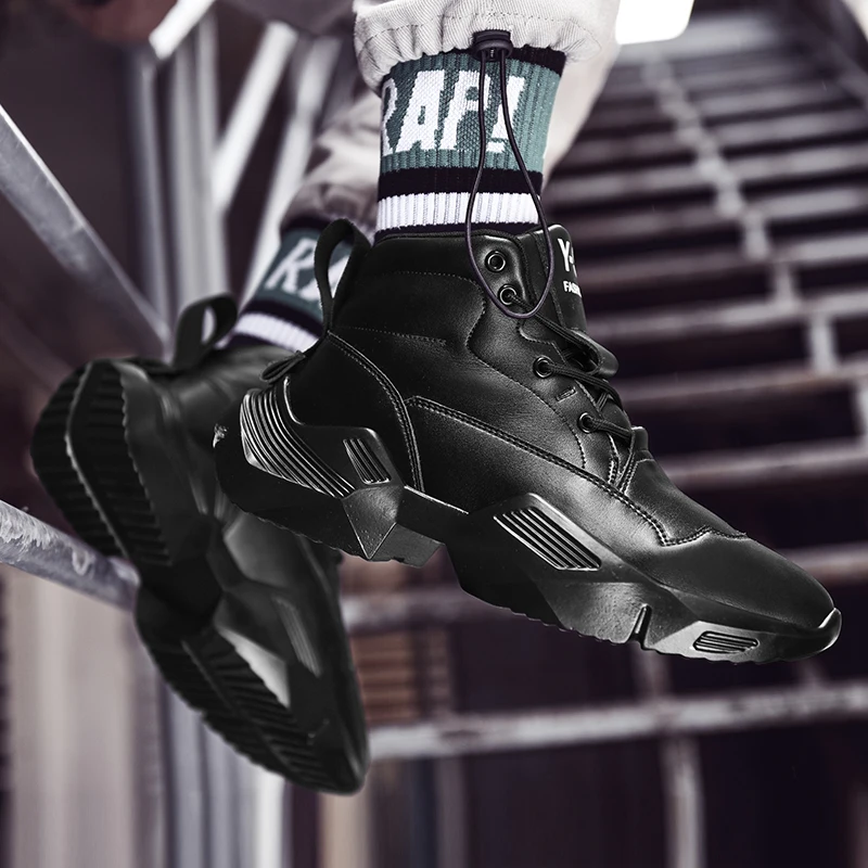 

Hip Hop Street Fashion Men Casual Shoes Thick Bottom Off High Top Sneakers White Male Walking Shoes Non-slip Tenis Masculino