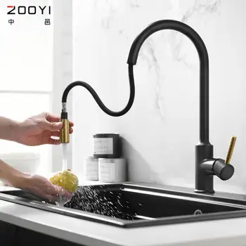 

Bathroom Black Brass Basin Kitchen Faucet Sink Mixer Tap Spring Dual Swivel Spouts Sink Mixer Bathroom Faucets Hot Cold