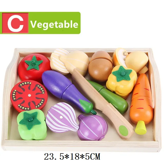 Новые детские игрушки, развивающий Набор для резки фруктов/овощей/десертов, деревянные игрушки для игры, еда, кухня, детский игровой домик, подарок на день рождения - Цвет: Флуоресцентный желтый