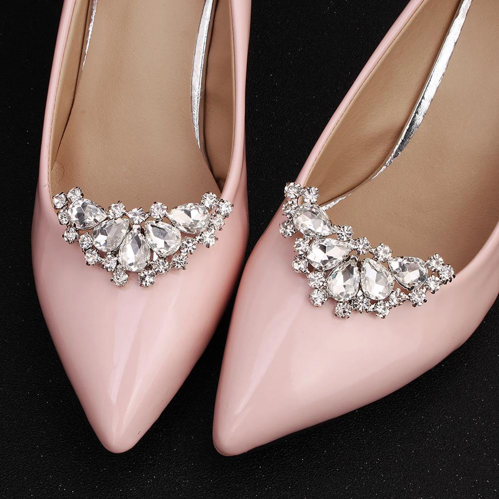 2pcs Women Rhinestones Decorative Shoes Clips Jewelry Charm Decor Accessories