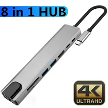 8-в-1 Тип C концентратор USB кабель-Переходник USB C на HDMI USB 3,0 Порты USB 2,0 Порты и разъёмы SD/устройство для считывания с tf-карт USB-C Мощность доставки для MacBook Pro 3,1 сплиттер
