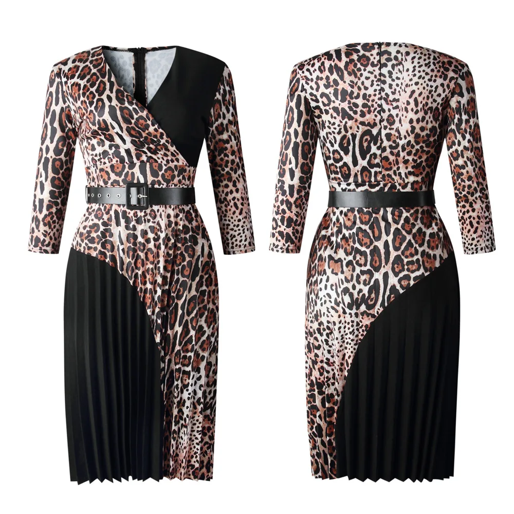 HGTE new African women's Christmas dress Leopard print L-3XL large size dress