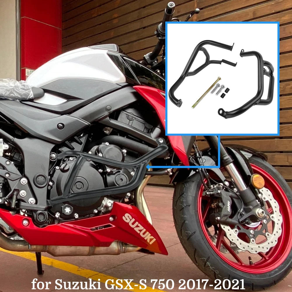Moto Part Motorcycle CNC Guardia Motore Crash Pad Paratelaio Protector Per S&uzuki GSX-S750 2015 2016 2017 2018 2019 Color : Argento