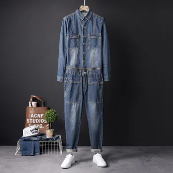 

Denim Jumpsuits Men Women Overalls Rompers Two Piece Set Jacket Top and Jeans Pants Suit Uniform Designer Clothing Plus Size