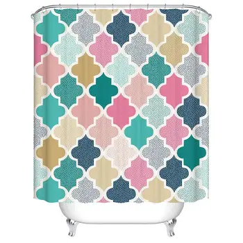 

Irregular Geometry Pattern Digital Print Bath Shower Curtains for Bathroom Decor,Polyester Waterproof Fabric Bath Curtain with