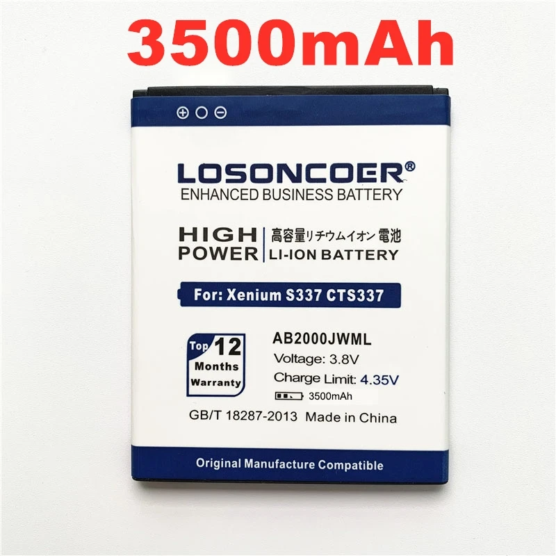 LOSONCOER 3500 мАч AB2000JWML батарея для Philips Xenium CTS337 S337 S316T S316 запасные аккумуляторы для телефонов