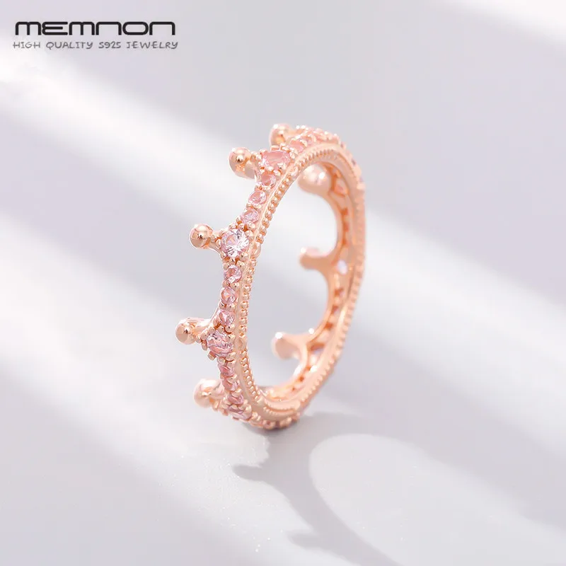 

Memnon jewelry NEW 100% 925 silver Rings Enchanted Crown Ring rose rings for women anillos wedding bands Female pop Jewellery