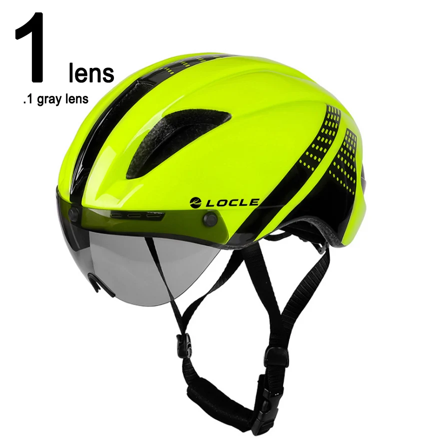 LOCLE очки, велосипедный шлем, сетка от насекомых, дорожный горный MTB велосипедный шлем с линзой, 11 вентиляционных отверстий, велосипедный шлем, Casco Ciclismo - Цвет: Green Black 1 Lens
