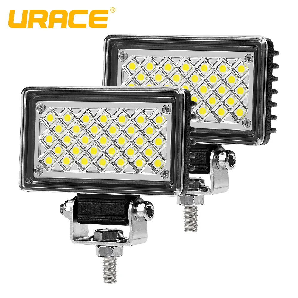 

URACE 2pcs 4" 16w Square LED Work Light 12V 24V Flood Offroad LED Bar Motorcycle Driving Fog Lamp For 4X4 4WD Truck ATV SUV Jeep