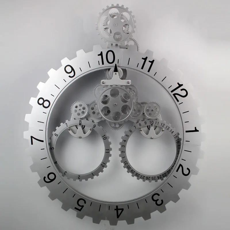 

Big Gear Wall Clock Modern Design Retro Living Room Decoration Metal Gear Clock 3D Dynamic Unique Watch Wall Clocks 20 inches