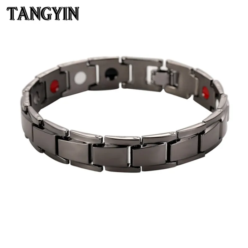 

2019 New Stainless Steel Black Rose Gold Silver Color Germanium Magnetic Chain Link Bracelet for Women Men Health Energy Jewelry
