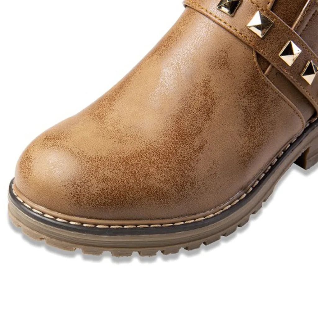 SAGACE Size35-43 ремень мотоботы для Для женщин заклепки модные с круглым носком Винтаж Тэтчер ботинки Дамская обувь
