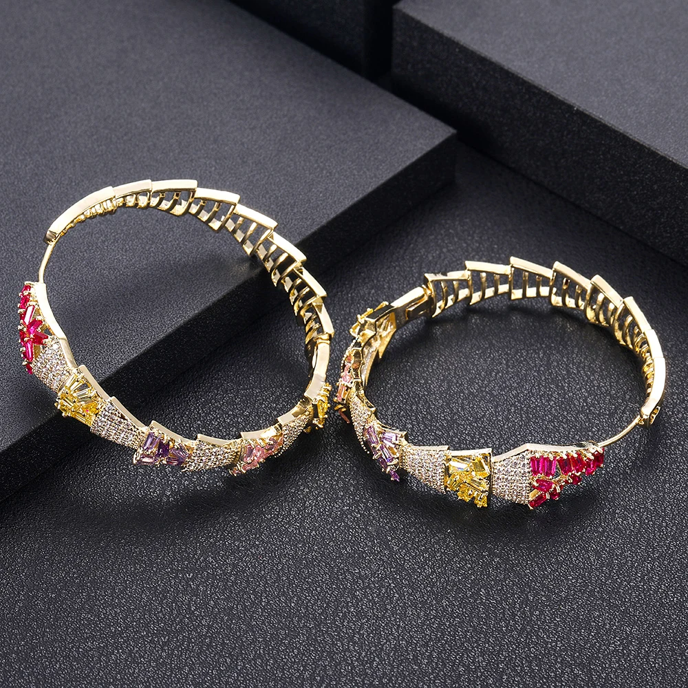 Janekelly модные геометрические серьги-кольца для женщин аксессуары кубический цирконий серьги ювелирные изделия pendientes mujer moda