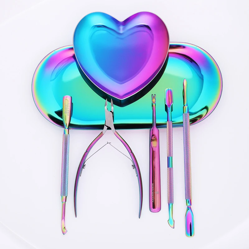 1 Pc Metal Heart Colorful Storage font b Case b font Nail Jewelry Empty Container Palette