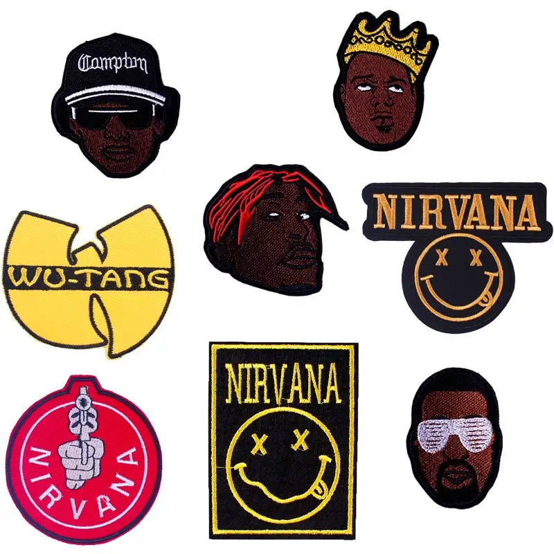 

Nirvana Patch Rock Bands Letter Iron On Patches For Clothing WU-TANG Music Stripes Bands Embroidered Patches On Clothes Applique