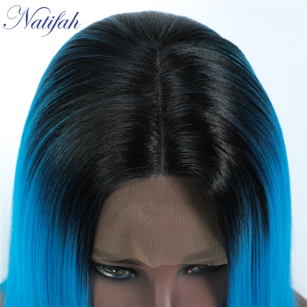 Natifah короткий парик, черный парик, синтетические парики на кружеве, 150% плотность, шелковистый прямой парик, средняя часть, прямые парики для черных женщин