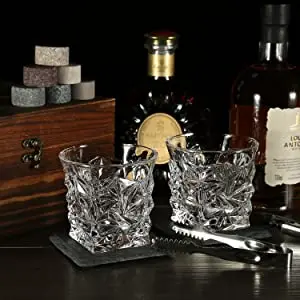 Whiskey Chilling Rocks in Wooden Box