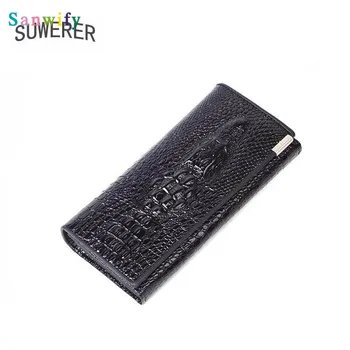 

2020 New Genuine Leather Women Wallet Fashion Cowhide Crocodile Pattern Women Bag Famous Leather Wallet