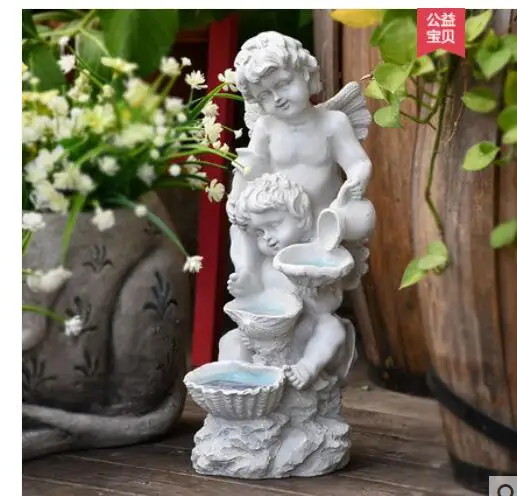 

Angel boy decorative garden villa angel modeling with lights resin crafts farmhouse outdoor design creative