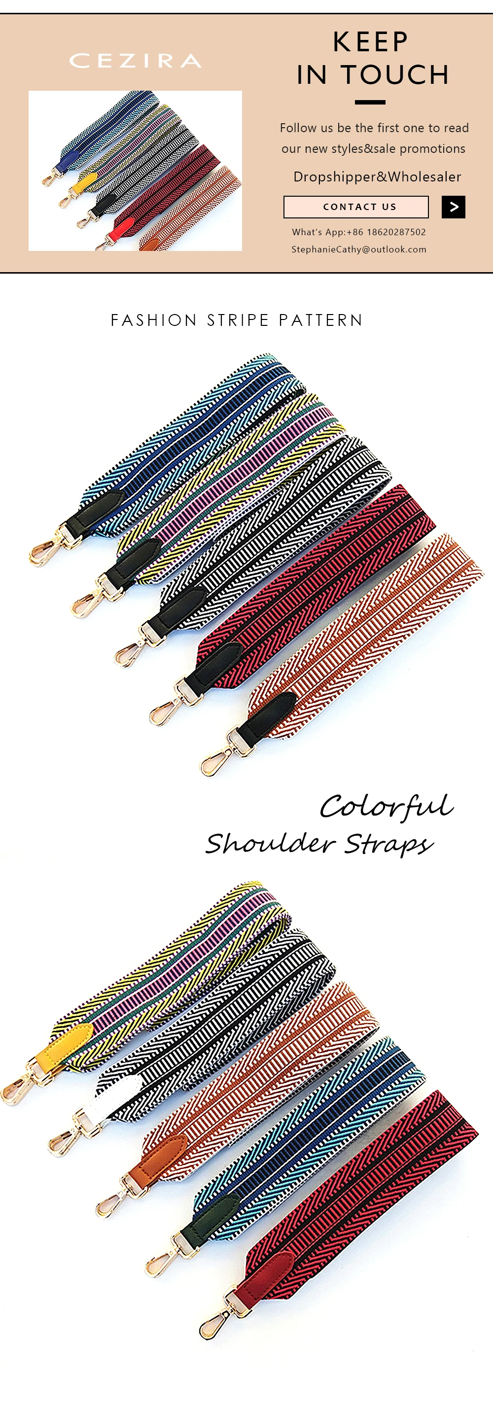 CEZIRA, модные широкие ремни для женщин, сумка в разноцветную полоску, ручка на плечо, ПУ нейлон, пэчворк, регулируемый длинный ремень, аксессуары