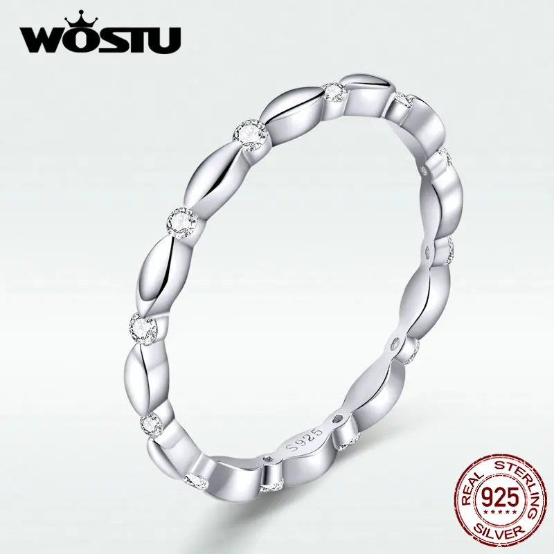 WOSTU 925 пробы Серебряное модное обручальное кольцо циркон палец для женщин любовника Роскошные Кольца из серебра 925 пробы, ювелирные изделия BKR563