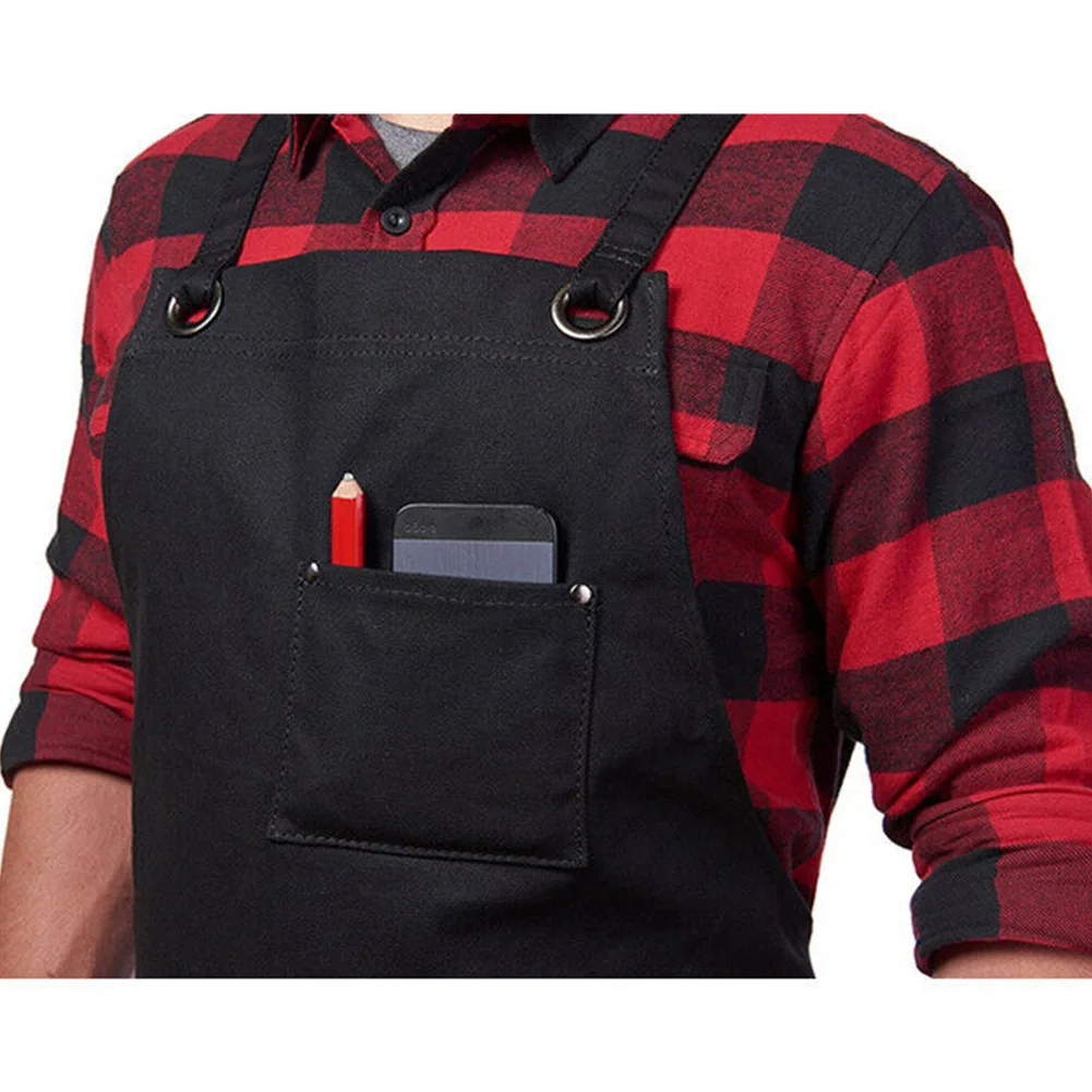 Tool Apron Adjustable Practical Work Carpenter Canvas Holder Gardening Cross Strap With Pockets Woodwork Soft Barbecue Durable