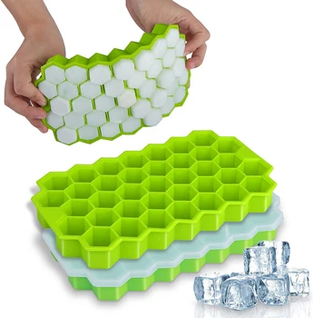 

Ice cube mold silicone ice cube mold ice cube container 1 pieces Silicone ice tray stackable honeycomb mold 37 grid ice box